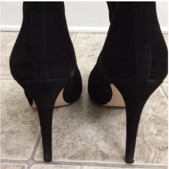 Black real suede heeled boots - Picture 2 of 5